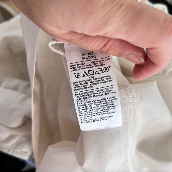 BANANA REPUBLIC M Dress Linen Blend Retro Tie Waist Alabaster Khaki Dolman NWT - Picture 7 of 8